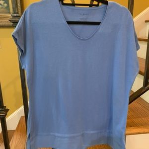 Talbots size L blue mixed media top